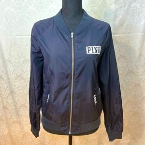 PINK Victoria's Secret Women’s Black Hoodless Windbreaker Jacket (S)